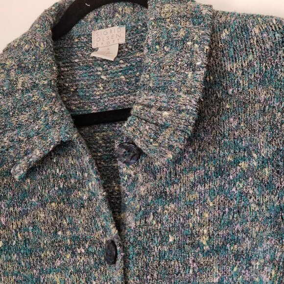 Sigrid Olsen Sport Speckled Knit Sweater + S + Blue / Green - Picture 3 of 10